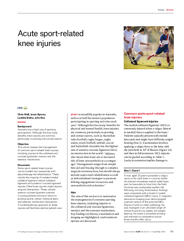 (PDF) Acute sport-related knee injuries