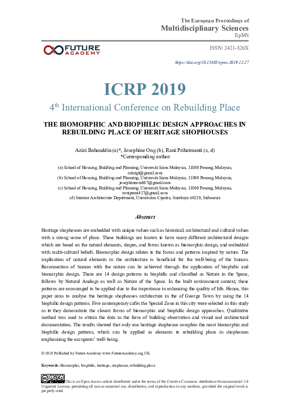 (PDF) The Biomorphic And Biophilic Design Approaches In Rebuilding ...