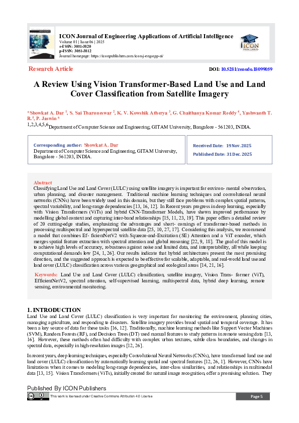 (PDF) A Review Using Vision Transformer-Based Land Use and Land Cover ...