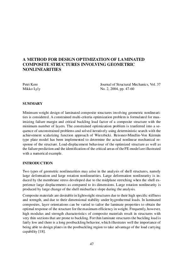 (PDF) A Method for Design Optimization of Laminated Composite ...