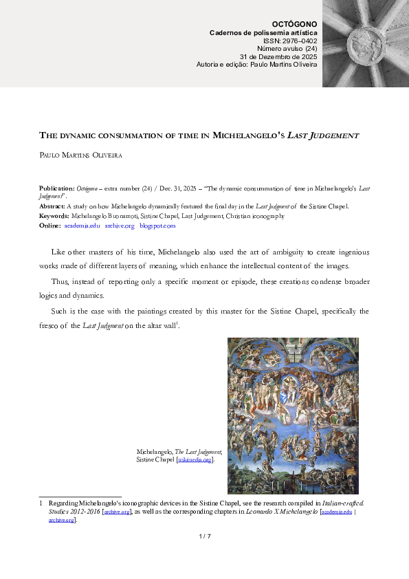 (PDF) The dynamic consummation of time in Michelangelo's Last Judgement
