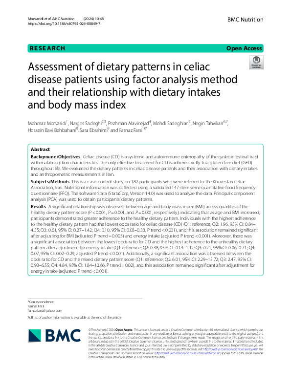 (PDF) Assessment of dietary patterns in celiac disease patients using ...