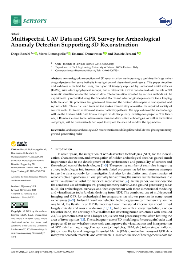 (PDF) Multispectral UAV Data and GPR Survey for Archeological Anomaly ...