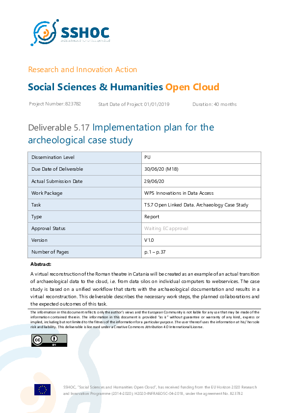 (PDF) D5.17 Implementation plan for the archeological case study