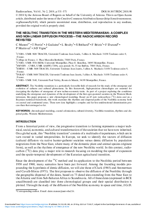 (PDF) The Neolithic Transition in the Western Mediterranean: a Complex ...