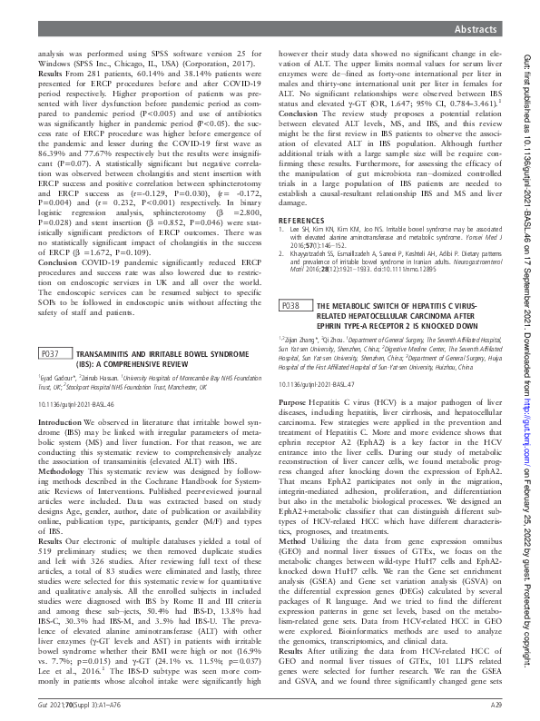(PDF) P037 Transaminitis and irritable bowel syndrome (IBS): a ...