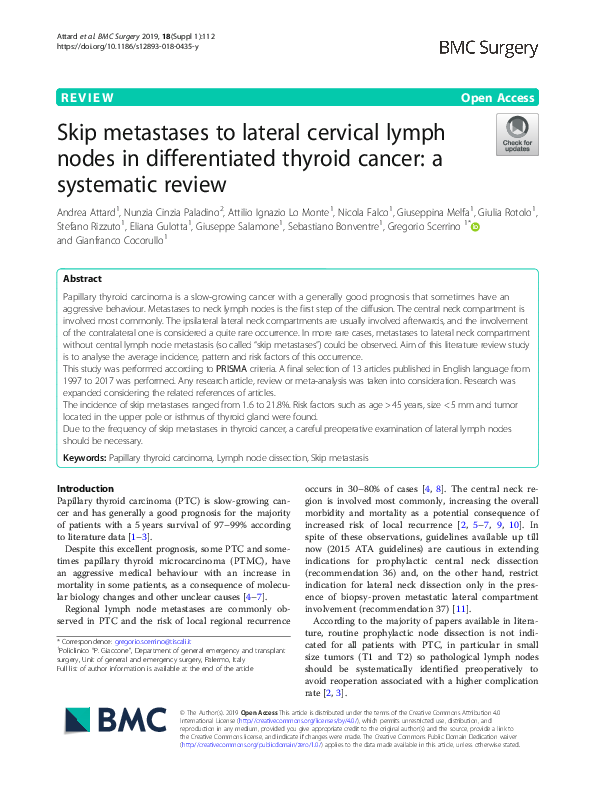 (PDF) Skip metastases to lateral cervical lymph nodes in differentiated ...