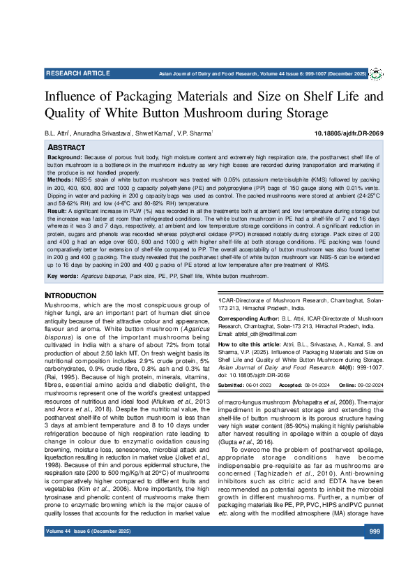(PDF) Influence of Packaging Materials and Size on Shelf Life and ...