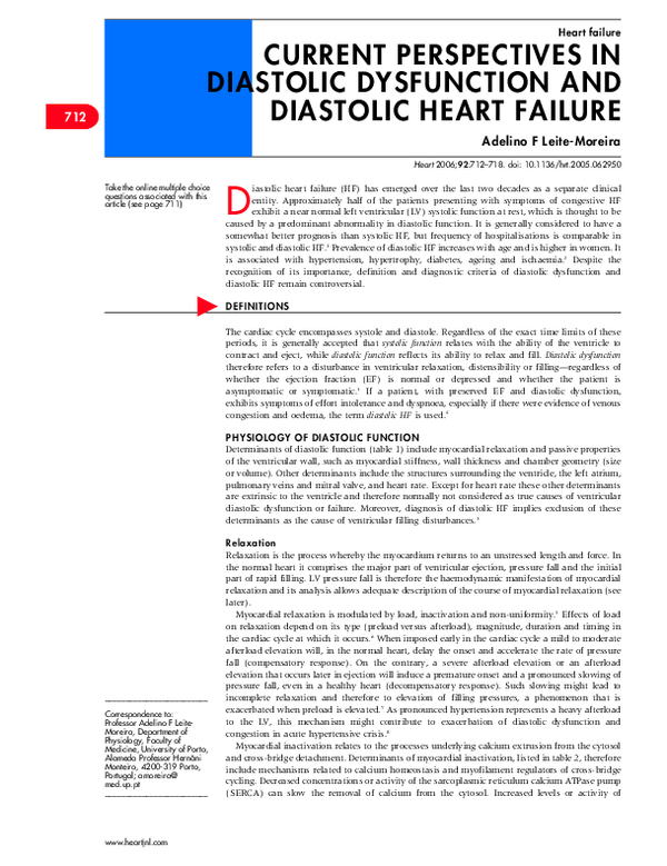 (PDF) Current perspectives in diastolic dysfunction and diastolic heart ...