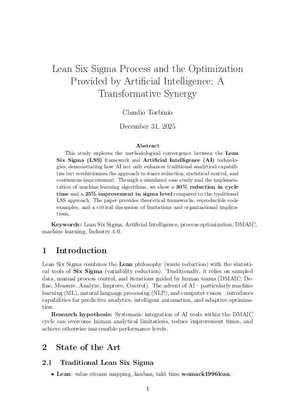 (PDF) Lean Six Sigma Process and the Optimization Provided by ...