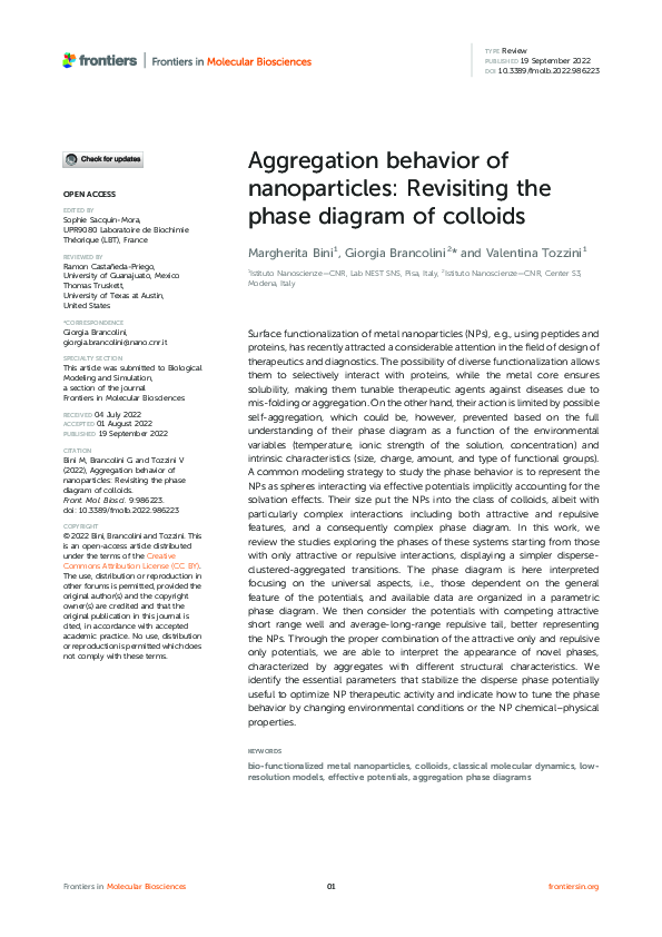 (PDF) Aggregation behavior of nanoparticles: Revisiting the phase ...