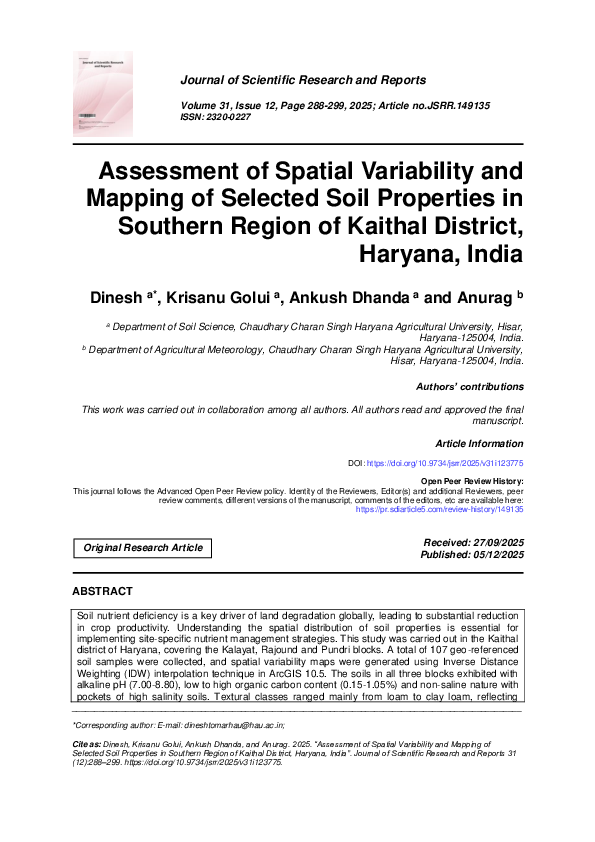 (PDF) Assessment of Spatial Variability and Mapping of Selected Soil ...