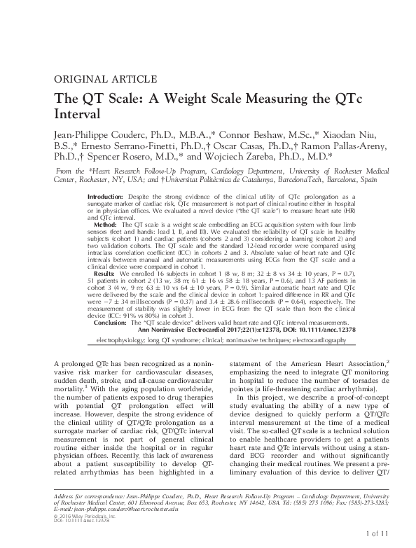 (PDF) The QT Scale: A Weight Scale Measuring the QTc Interval