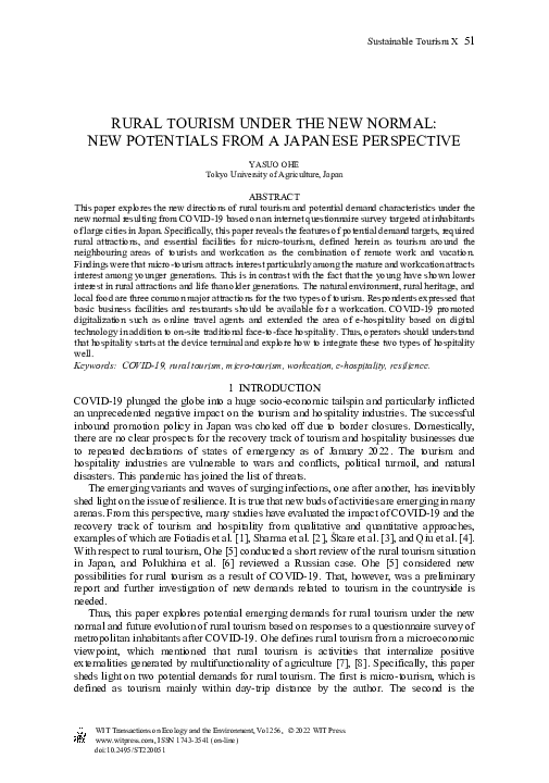 (PDF) Rural Tourism Under the New Normal: New Potentials from a ...