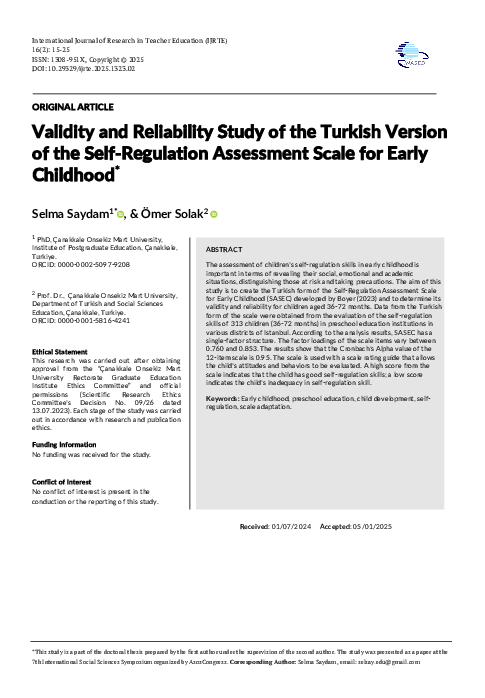 (PDF) Validity and Reliability Study of the Turkish Version of the Self ...