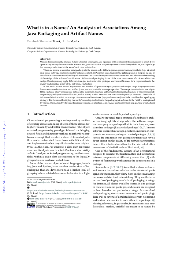(PDF) What is in a Name? An Analysis of Associations Among Java ...