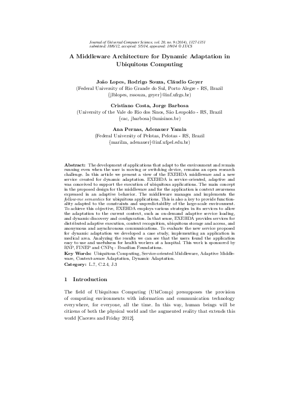 (PDF) A Middleware Architecture for Dynamic Adaptation in Ubiquitous ...