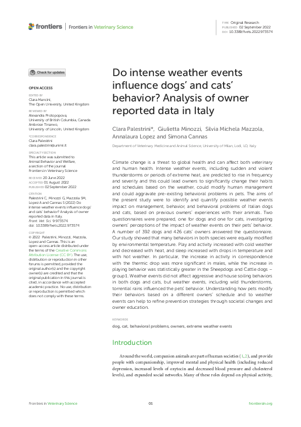 (PDF) Do intense weather events influence dogs' and cats' behavior ...