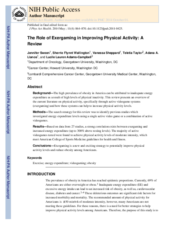 (PDF) The Role of Exergaming in Improving Physical Activity: A Review