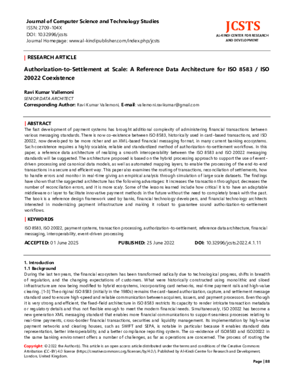 (PDF) Authorization-to-Settlement at Scale: A Reference Data ...
