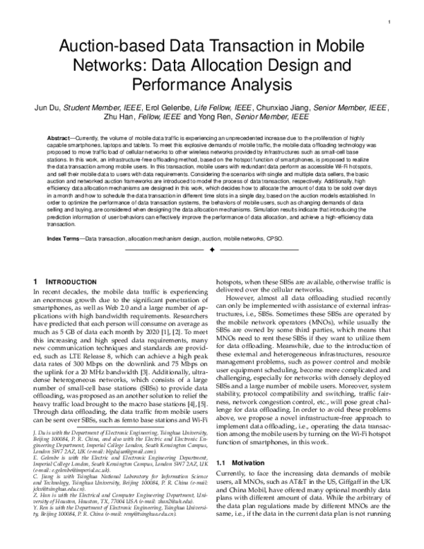 (PDF) Auction-Based Data Transaction in Mobile Networks: Data ...