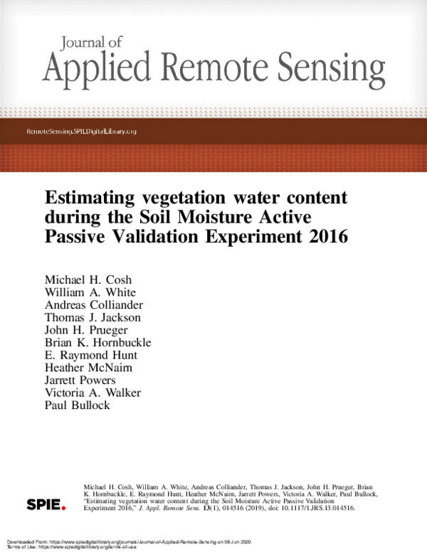 (PDF) Estimating vegetation water content during the Soil Moisture ...
