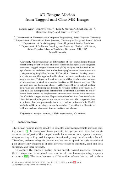 (PDF) 3D Tongue Motion from Tagged and Cine MR Images