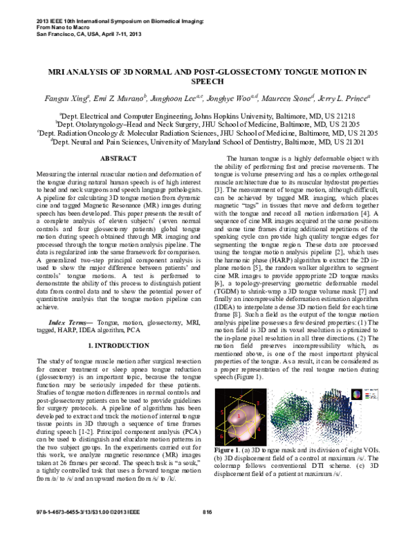 (PDF) Mri Analysis of 3D Normal and Post-Glossectomy Tongue Motion in ...