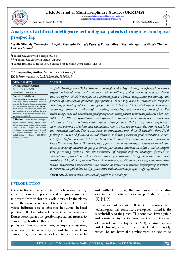 (PDF) Analysis of artificial intelligence technological patents through ...