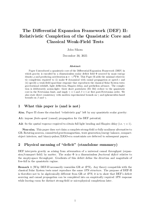 (PDF) The Differential Expansion Framework (DEF) II: Relativistic ...