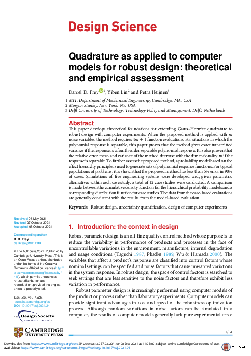 (PDF) Quadrature as applied to computer models for robust design ...