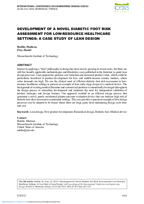 (PDF) Development of a Novel Diabetic Foot Risk Assessment for Low ...
