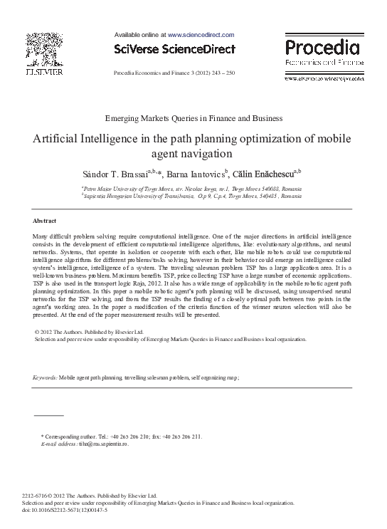 (PDF) Artificial Intelligence in the Path Planning Optimization of ...