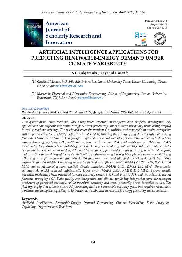 (PDF) ARTIFICIAL INTELLIGENCE APPLICATIONS FOR PREDICTING RENEWABLE ...