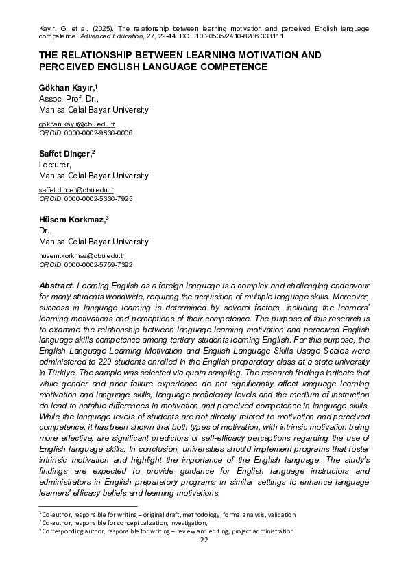(PDF) THE RELATIONSHIP BETWEEN LEARNING MOTIVATION AND PERCEIVED ...