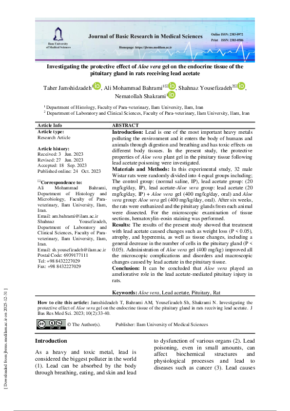 (PDF) Investigating the protective effect of Aloe vera gel on the ...