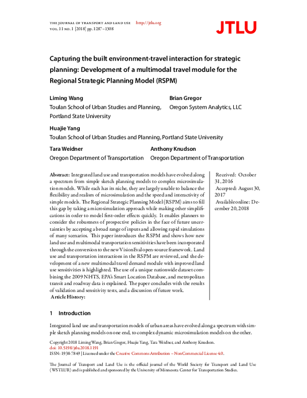 (PDF) Capturing the built environment-travel interaction for strategic ...