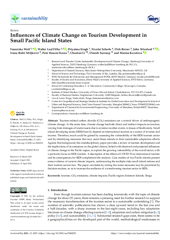 (PDF) Influences of Climate Change on Tourism Development in Small ...