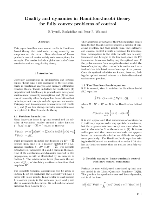 (PDF) Duality and dynamics in Hamilton-Jacobi theory for fully convex ...