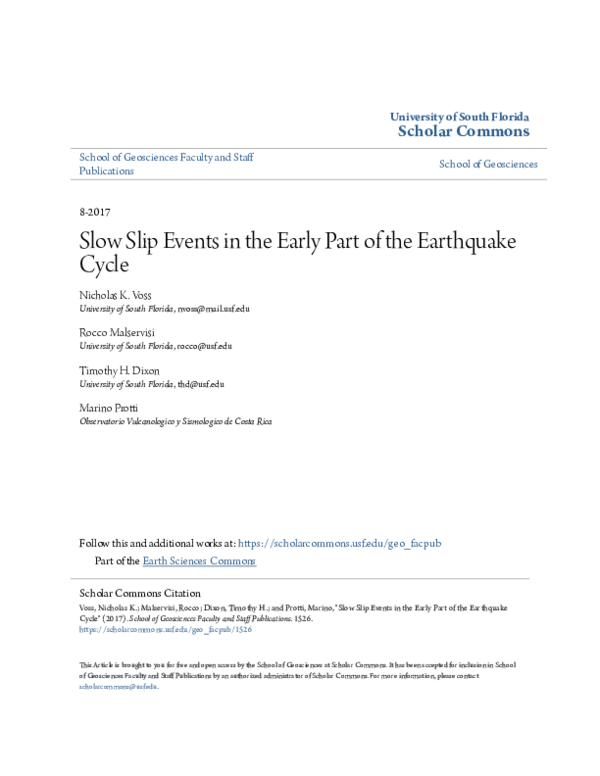 (PDF) Slow slip events in the early part of the earthquake cycle