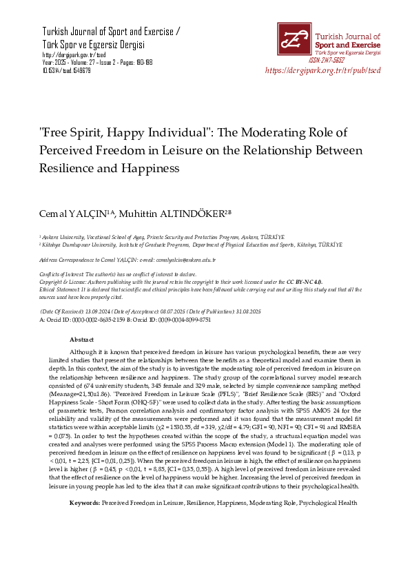 (PDF) "Free Spirit, Happy Individual": The Moderating Role of Perceived ...