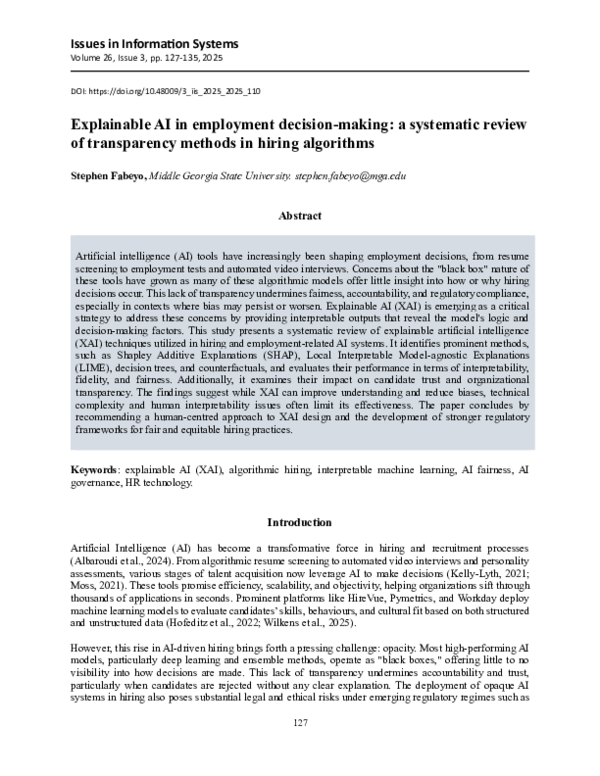 (PDF) Explainable AI in employment decision-making: a systematic review ...