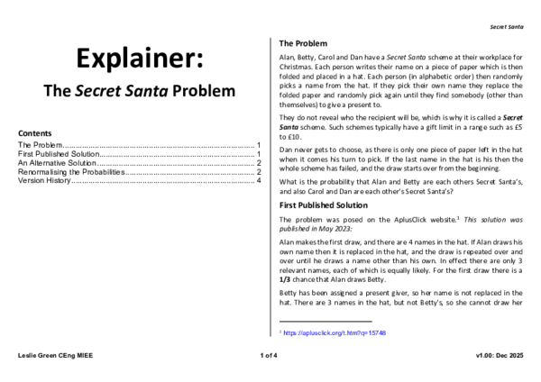 (PDF) Explainer: The Secret Santa Problem