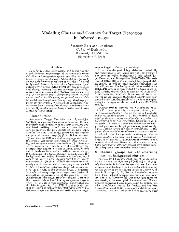 (PDF) Modeling clutter and context for target detection in infrared images