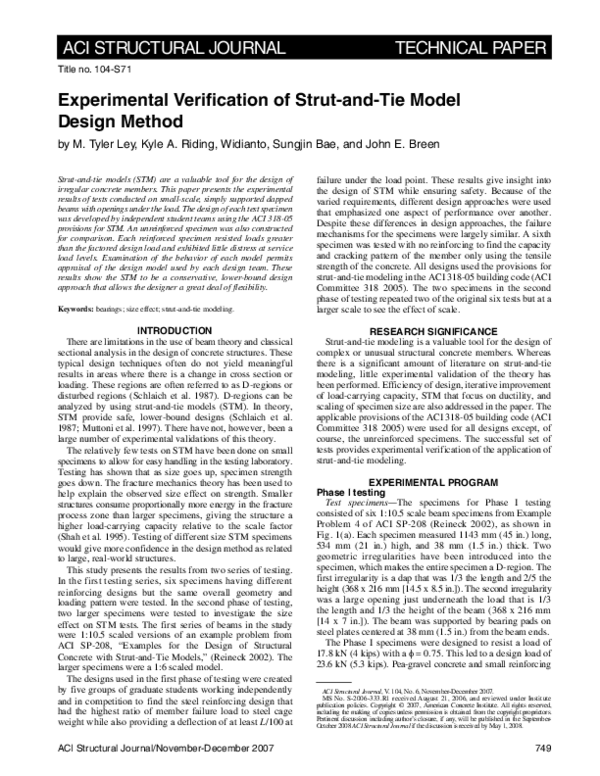 (PDF) Experimental Verification of Strut-And-Tie Models. In: Examples ...
