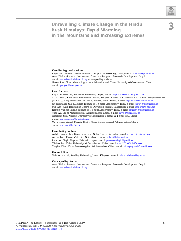 (PDF) Unravelling Climate Change in the Hindu Kush Himalaya: Rapid ...