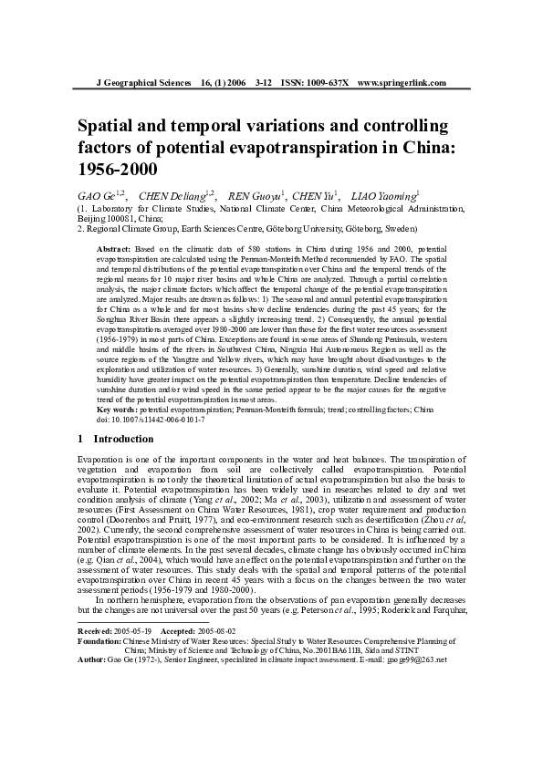 (PDF) Spatial and temporal variations and controlling factors of ...
