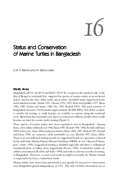 (PDF) Status and Conservation of Marine Turtles in Bangladesh