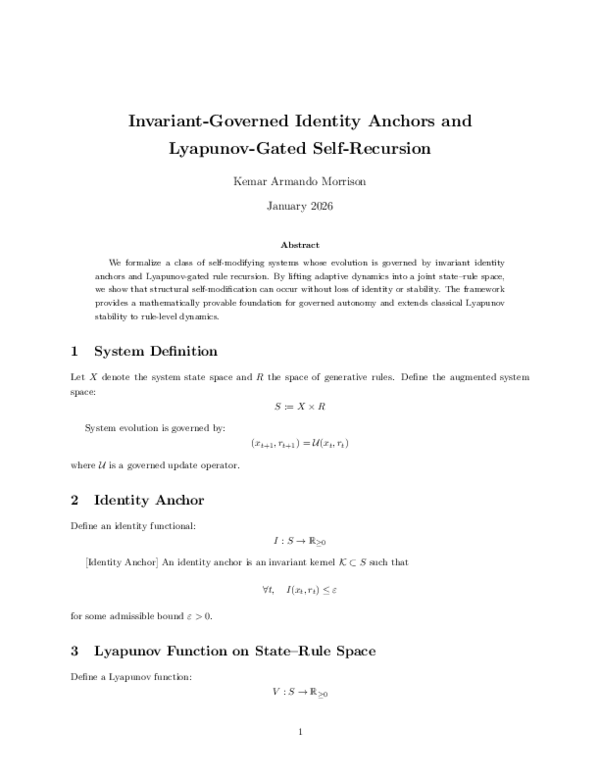 (PDF) Invariant-Governed Identity Anchors and Lyapunov-Gated Self-Recursion