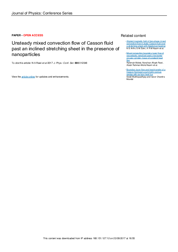 (PDF) Unsteady mixed convection flow of Casson fluid past an inclined ...